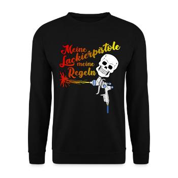 Lackierer Airbrush Autolackierer - Unisex Pullover - Schwarz - Vorne - Alina (178cm) & Michal (187cm)