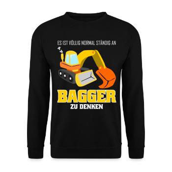 Bagger lustig Baustelle Baggerfahrer - Unisex Pullover - Schwarz - Vorne - Alina (178cm) & Michal (187cm)