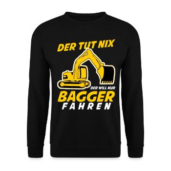 Bagger Witz Baustelle Baggerfahrer - Unisex Pullover - Schwarz - Vorne - Alina (178cm) & Michal (187cm)