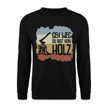 Holz hacken Axt Waldarbeiter Holzfäller - Unisex Pullover - Schwarz - Vorne - Alina (178cm) & Michal (187cm)