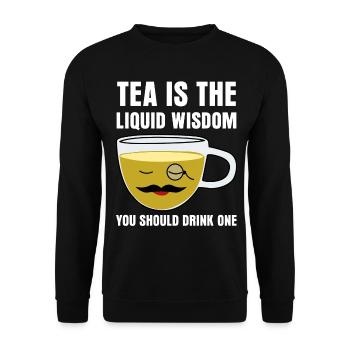 Tea Drinker Teacup Funny Tea Bag Tea - Unisex Sweatshirt - black - Front - Alina (178cm) & Michal (187cm)