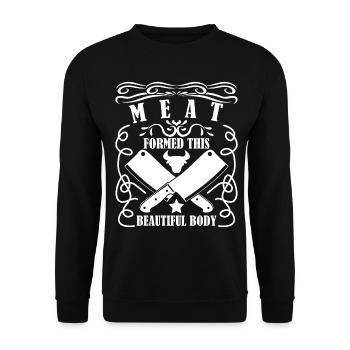 Boucher boucher de boucherie grillé de viande - Sweat-shirt Unisexe - noir - Devant - Alina (178cm) & Michal (187cm)