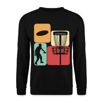 Disc Golf Retro Frisbee Frisbee Sport - Unisex Sweatshirt - black - Front - Alina (178cm) & Michal (187cm)