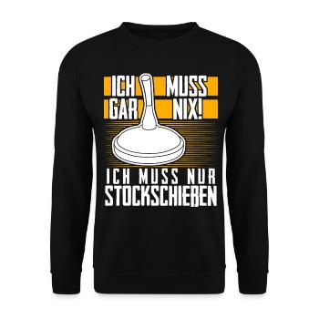 Eisstock Stockschießen Eisstockschießen - Unisex Pullover - Schwarz - Vorne - Alina (178cm) & Michal (187cm)