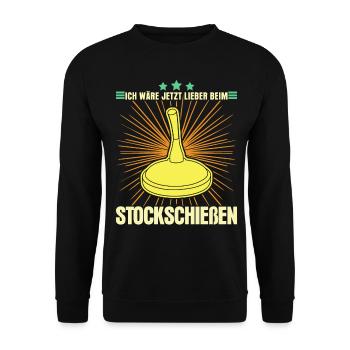 Stockschießen Eisstock Eisstockschießen - Unisex Pullover - Schwarz - Vorne - Alina (178cm) & Michal (187cm)