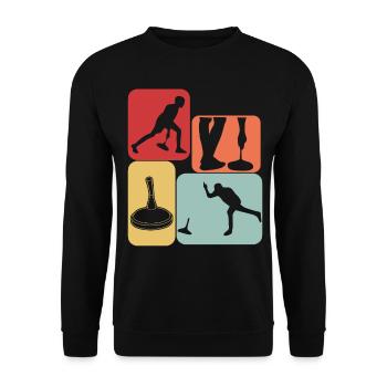 Stockschießen Retro Eisstock - Unisex Pullover - Schwarz - Vorne - Alina (178cm) & Michal (187cm)