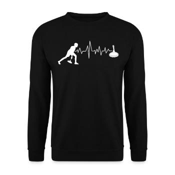 Stockschießen Stocksport Eisstock - Unisex Pullover - Schwarz - Vorne - Alina (178cm) & Michal (187cm)