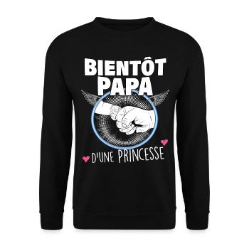Bientot papa d'une princesse Annonce Bébé Père - Sweat-shirt Unisexe - noir - Devant - Alina (178cm) & Michal (187cm)