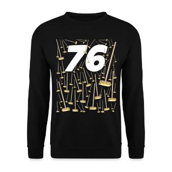 76 brooms gift funny birthday man or woman - Unisex Sweatshirt - black - Front - Alina (178cm) & Michal (187cm)