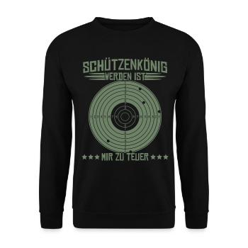 Schützenkönig Zielscheibe Schützenfest - Unisex Pullover - Schwarz - Vorne - Alina (178cm) & Michal (187cm)
