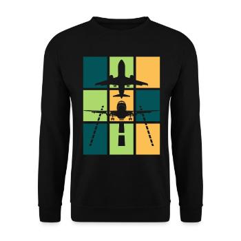 Planespotter Pilot retro Planespotting - Unisex Pullover - Schwarz - Vorne - Alina (178cm) & Michal (187cm)