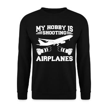 Planespotter Kamera Planespotting - Unisex Pullover - Schwarz - Vorne - Alina (178cm) & Michal (187cm)