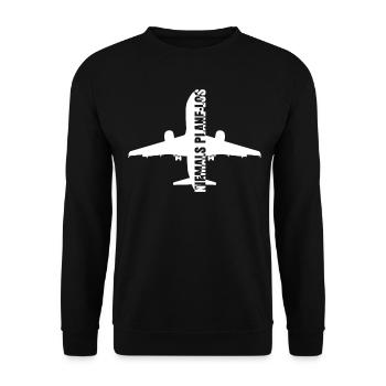Planespotter Flugzeug Witz Planespotting - Unisex Pullover - Schwarz - Vorne - Alina (178cm) & Michal (187cm)