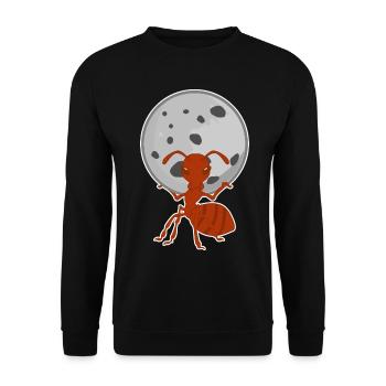 Ameise trägt Mond Ameisen - Unisex Pullover - Schwarz - Vorne - Alina (178cm) & Michal (187cm)