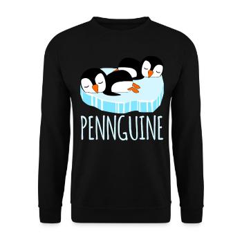 Sleeping penguins tired penguin - Unisex Sweatshirt - black - Front - Alina (178cm) & Michal (187cm)