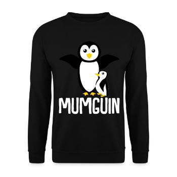 Penguin Mama Mother Penguins - Unisex Sweatshirt - black - Front - Alina (178cm) & Michal (187cm)
