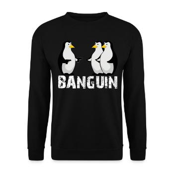 Pinguine lustig Pinguin Humor - Unisex Pullover - Schwarz - Vorne - Alina (178cm) & Michal (187cm)