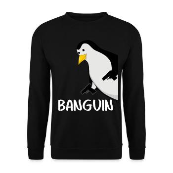 Penguin Joke Banguin Funny Penguins - Unisex Sweatshirt - black - Front - Alina (178cm) & Michal (187cm)