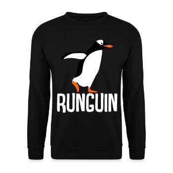 Penguin Running Racing Running Penguins - Unisex Sweatshirt - black - Front - Alina (178cm) & Michal (187cm)