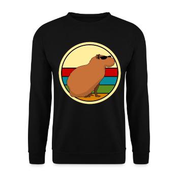 Capybara mit Sonnenbrille Capybaras - Unisex Pullover - Schwarz - Vorne - Alina (178cm) & Michal (187cm)