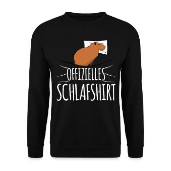Capybara Schlafshirt Schlafen Capybaras - Unisex Pullover - Schwarz - Vorne - Alina (178cm) & Michal (187cm)