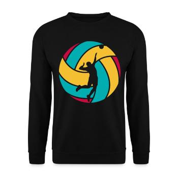 Volleyball retro Ball Volleyballer - Unisex Pullover - Schwarz - Vorne - Alina (178cm) & Michal (187cm)