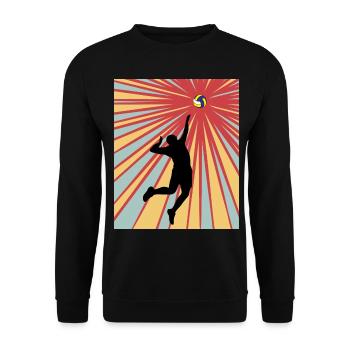 Volleyball Retro Volleyballspieler - Unisex Pullover - Schwarz - Vorne - Alina (178cm) & Michal (187cm)