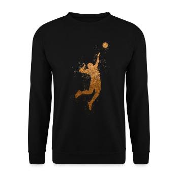 Volleyball Tropfen Volleyballspieler - Unisex Pullover - Schwarz - Vorne - Alina (178cm) & Michal (187cm)