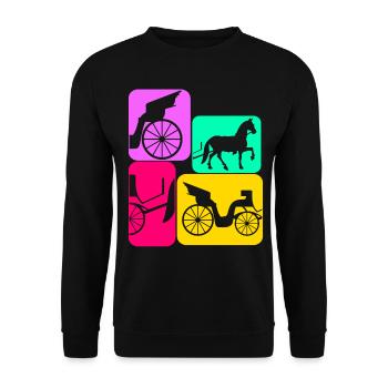 Kutsche Pferdekutsche retro Kutscher - Unisex Pullover - Schwarz - Vorne - Alina (178cm) & Michal (187cm)