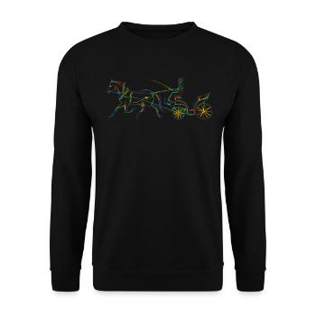 Kutsche Kutscher Pferde Pferdekutsche - Unisex Pullover - Schwarz - Vorne - Alina (178cm) & Michal (187cm)