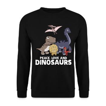 Dinos Dino Dinosaurier - Unisex Pullover - Schwarz - Vorne - Alina (178cm) & Michal (187cm)