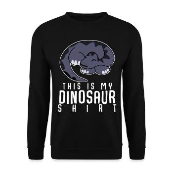 Dinos Dino schlafender Dinosaurier - Unisex Pullover - Schwarz - Vorne - Alina (178cm) & Michal (187cm)
