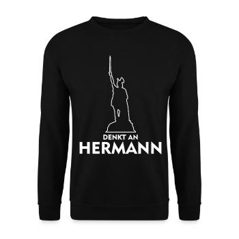 Hermannsdenkmal Detmold Lippe - Unisex Pullover - Schwarz - Vorne - Alina (178cm) & Michal (187cm)
