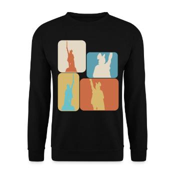 Hermannsdenkmal retro Detmold Lippe - Unisex Pullover - Schwarz - Vorne - Alina (178cm) & Michal (187cm)