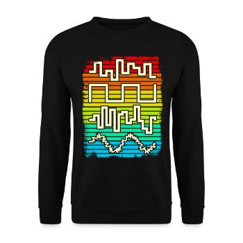 Synthesizer Synth Retro Wavefroms - Unisex Pullover - Schwarz - Vorne - Alina (178cm) & Michal (187cm)