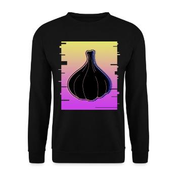 Knoblauch Retro Knobi Knoblauchzehen - Unisex Pullover - Schwarz - Vorne - Alina (178cm) & Michal (187cm)