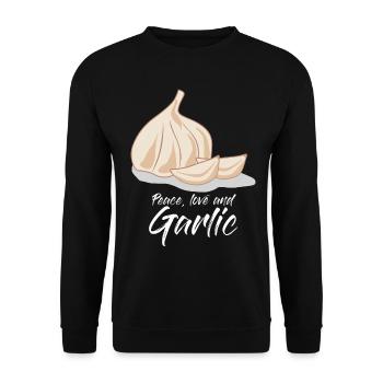 Garlic Garlic Cloves Knobi - Unisex Sweatshirt - black - Front - Alina (178cm) & Michal (187cm)
