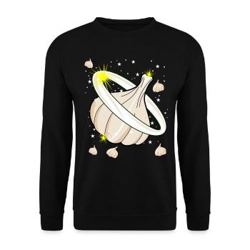 Knoblauch Knoblauchzehen Planet Knobi - Unisex Pullover - Schwarz - Vorne - Alina (178cm) & Michal (187cm)