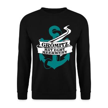 Grömitz Meerwert Ostsee - Unisex Pullover - Schwarz - Vorne - Alina (178cm) & Michal (187cm)