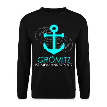 Grömitz Urlaub Ankerplatz Ostsee - Unisex Pullover - Schwarz - Vorne - Alina (178cm) & Michal (187cm)