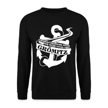 Grömitz Urlaub Anker Ostsee - Unisex Pullover - Schwarz - Vorne - Alina (178cm) & Michal (187cm)
