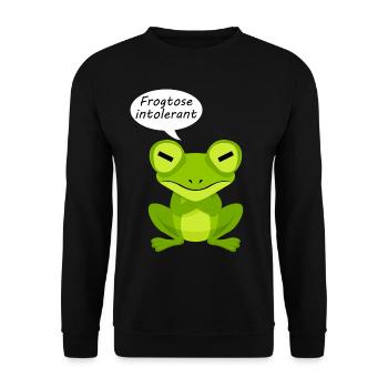 Frösche Wortspiel Frosch - Unisex Pullover - Schwarz - Vorne - Alina (178cm) & Michal (187cm)