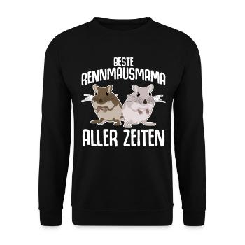Rennmausmama mit Rennmäusen - Unisex Pullover - Schwarz - Vorne - Alina (178cm) & Michal (187cm)