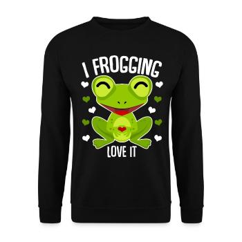 Frogs cute frog - Unisex Sweatshirt - black - Front - Alina (178cm) & Michal (187cm)