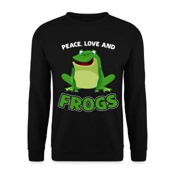 Peace Love et grenouilles - Sweat-shirt Unisexe - noir - Devant - Alina (178cm) & Michal (187cm)