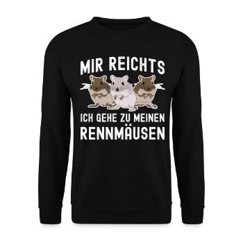 Rennmaus Rennmäuse - Unisex Pullover - Schwarz - Vorne - Alina (178cm) & Michal (187cm)