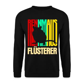 Rennmaus Flüsterer - Unisex Pullover - Schwarz - Vorne - Alina (178cm) & Michal (187cm)