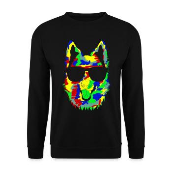 White Shepherd Dog with Sunglasses - Unisex Sweatshirt - black - Front - Alina (178cm) & Michal (187cm)