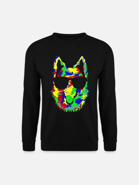 White Shepherd Dog with Sunglasses - Unisex Sweatshirt - black