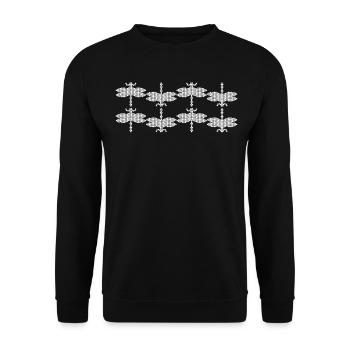 Libellen Pixelart Insekten Libelle - Unisex Pullover - Schwarz - Vorne - Alina (178cm) & Michal (187cm)